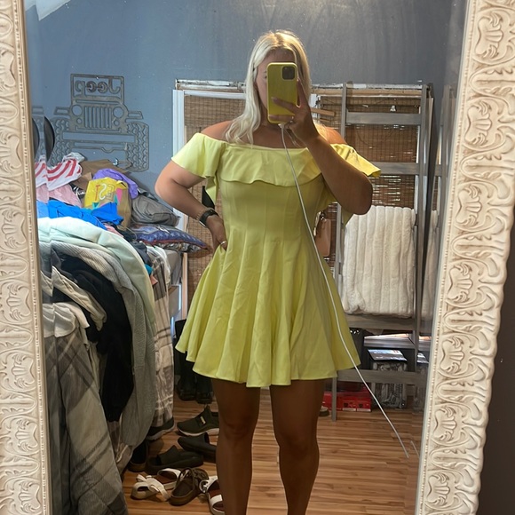 these three boutique Dresses & Skirts - Yellow off the shoulder dress NWT